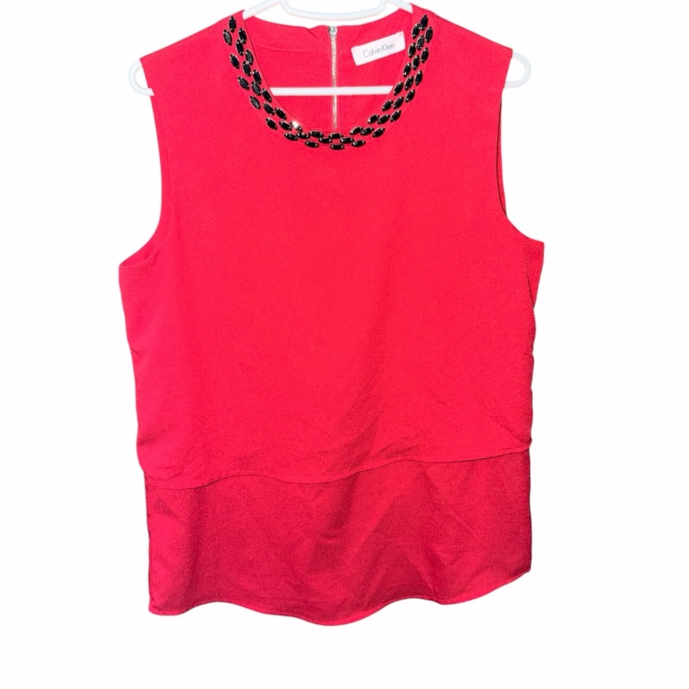 Calvin Klein Vibrant Red Sleeveless Blouse